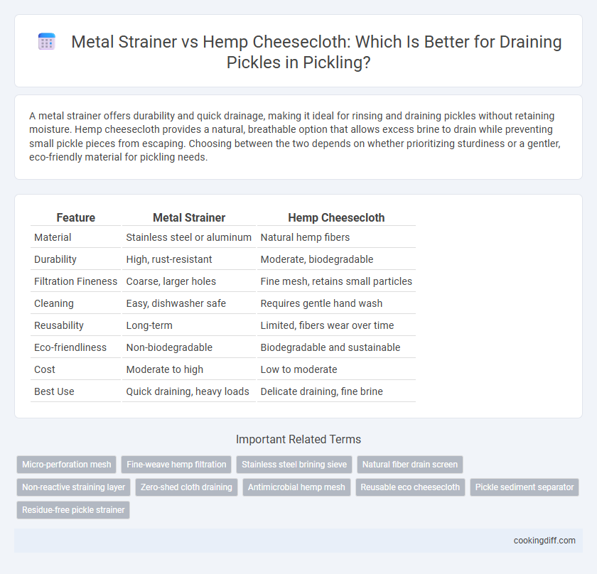 Metal Strainer vs Hemp Cheesecloth: Which Is Better for Draining Pickles in Pickling?